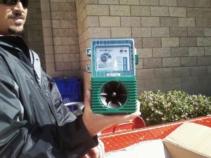 The bird expeller displayed by maintenance man Mr. Jason Nunes