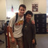 Junior Justin Haupt poses with Sra. Olson on her last day.